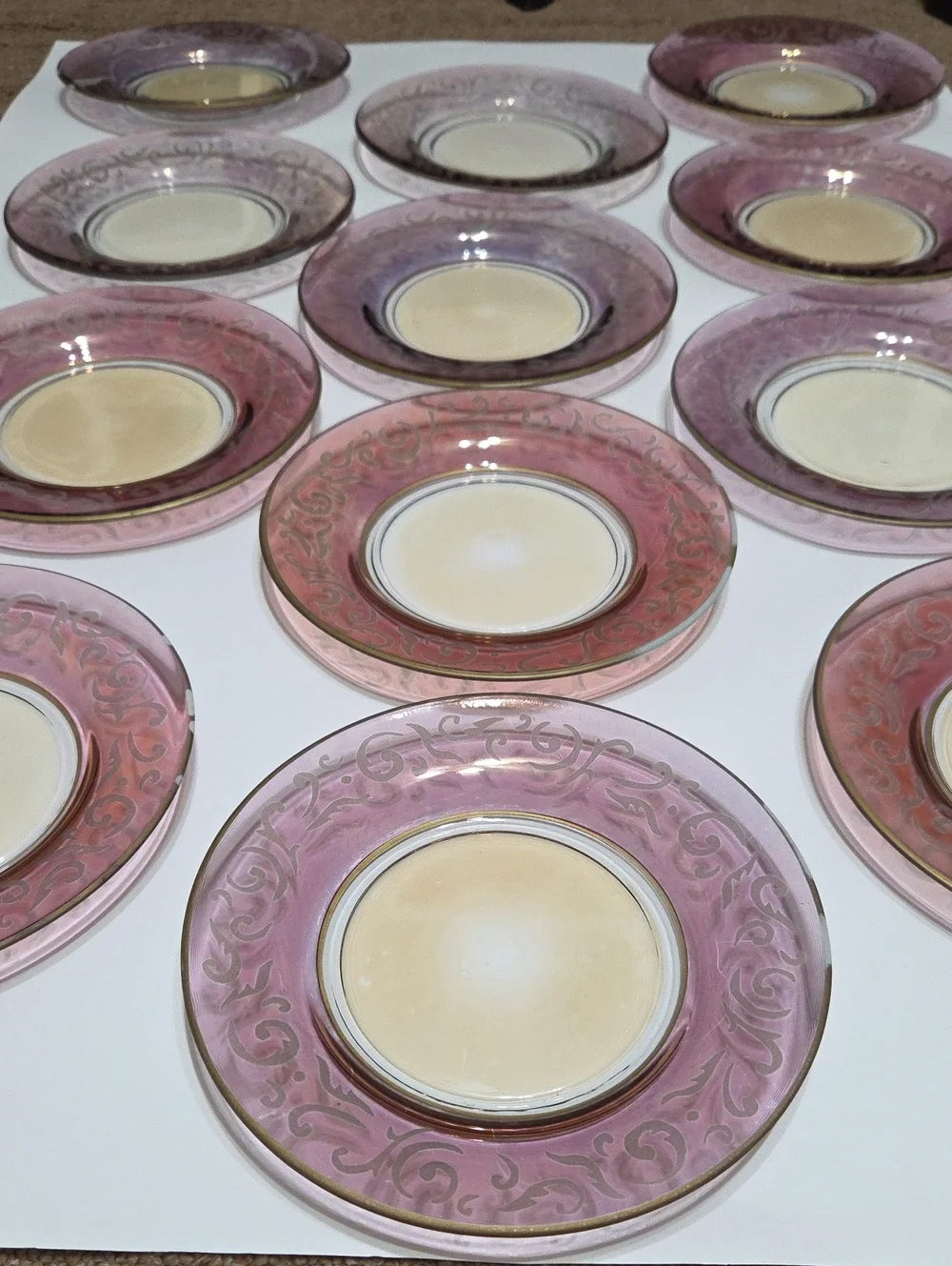 Elegant PIER 1 Rose Glass Dessert Plates - Set of 12